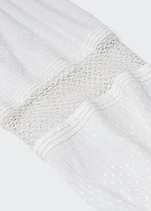 MANGO Lace Detail Puff Sleeves Plumeti Shirt