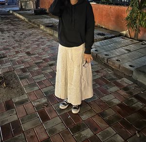 Tan Korean LONG SKIRT + Free Gift