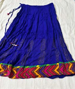 Blue Ethnic Skirt/Lehenga with Colorful Border