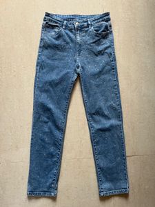 embellished rhinestones high waist Denim Jeans
