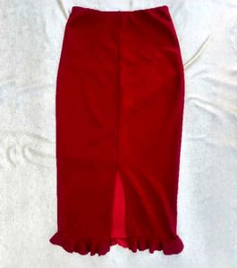 Maroon Midi Skirt