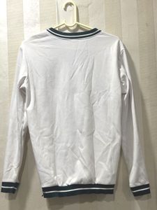 White V-Neck Long Sleeve Top