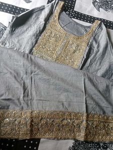 Elegant Grey Embroidered Kurta Set