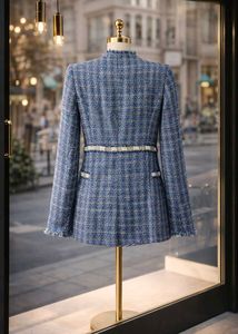 ZARA Tweed Elegance: Chic Blue Blazer