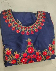 Blue Embroidered Indian Dress