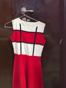 Red &amp; White Mondrian Style Dress