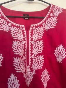 Red Embroidered Kurta