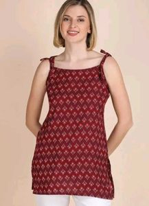 Maroon Floral Printed Short Kurti