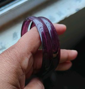 Two Pair Purple Glass Bangles