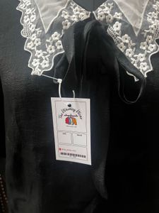 Black Shirt With Lace Collar
