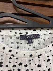 White Polka Dot Flared Sleeve Top – Size XL