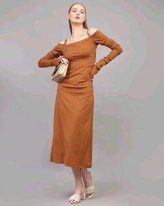Chic Brown Midi Dress