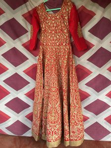 Red &amp; Gold Embroidered Wedding Gown