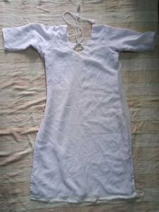 Combo White Cotton Kurti And Blue Dress