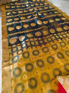 Golden Floral Pattu Saree