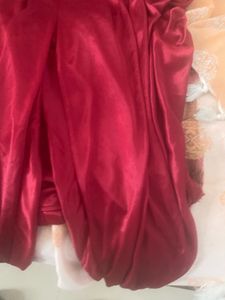 Red Satin  Top &amp; Patiala Pajama Set