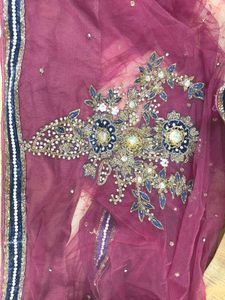 Net Embroidery And Beadwork Saree