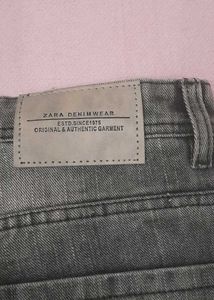 Grey Straight-Leg Denim Jeans