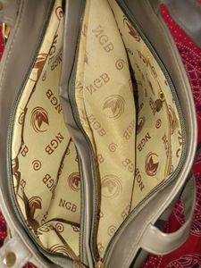Gray Tote Bag with Gold Hardware