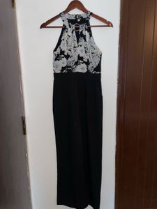 Floral Black Halter Jumpsuit