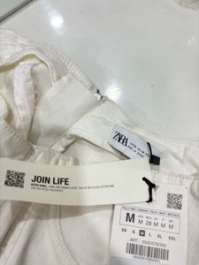 Zara White Denim Corset Top