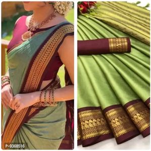 Elegant Green Saree with Gold Border