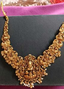 Women Gold Plated Red And Green Jewellery Set