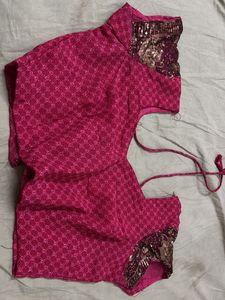 Pink With Black Border Saree
