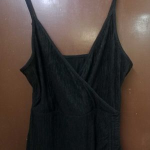 Gray Crinkle Wrap Tank Dress