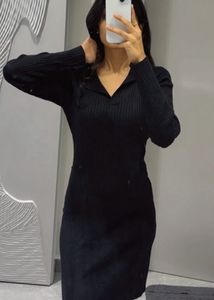 Black Knit Bodycon Mini Dress