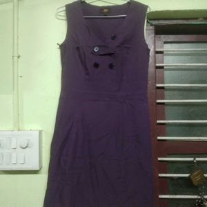Purple Sleeveless Button Detail Dress