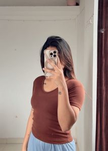 Ribbed Brown Top