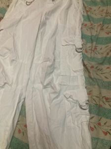 White Cargo Cropped Pants