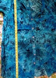 Floral Print Blue Long Shirt