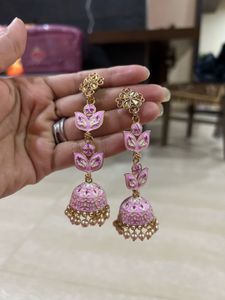 Pink Jhumka Earrings