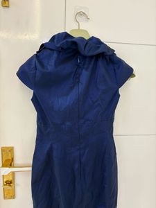 Vintage taffeta ruffled Midi sheath dress