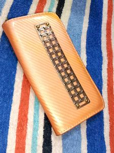 Peach Wallet with Silver Embellishments