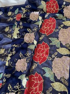 y2k Sequins Embroidered floral Saree