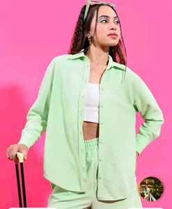 Fluorescent Green Polyester Co Ords Set