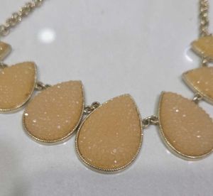 Boho Druzy Peach Teardrop Necklace