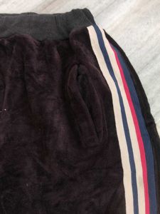 Velvet Joggers with Striped Detail