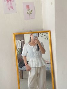 White Peplum Top