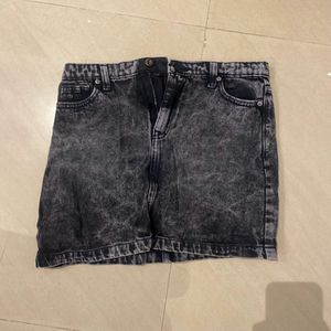Acid Wash Denim Mini Skirt