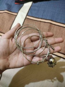 Attached Silver Metal Bangles
