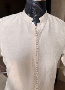 Pure Raw Silk Off White Kurta