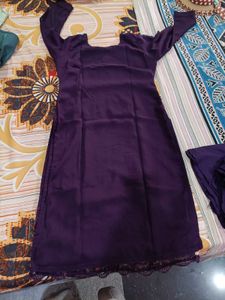 Purple Embroidered Plazzo Kurti With Dupatta