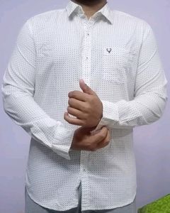 Extra 5% OFF - ALLEN SOLLY MEN'S WHITE PRINTED FORMAL SHIRT