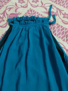 Blue Dress With Neck Side Tieup