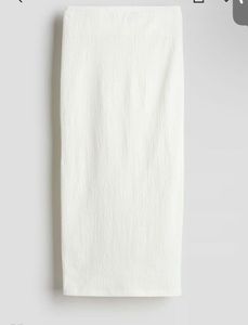 White Mesh Textured Midi Skirt