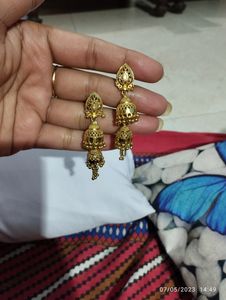 Gold Plated  Double Layerd Jhumka Earring Just Look Like A Gold